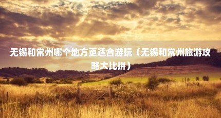 无锡和常州哪个地方更适合游玩（无锡和常州旅游攻略大比拼）