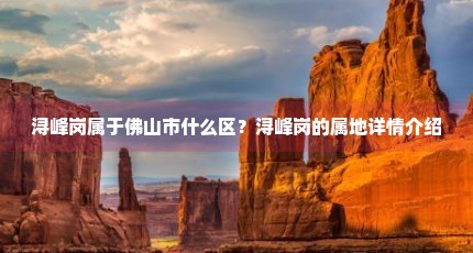 浔峰岗属于佛山市什么区？浔峰岗的属地详情介绍