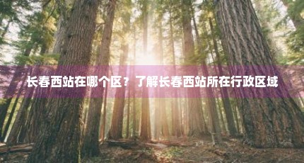 长春西站在哪个区？了解长春西站所在行政区域
