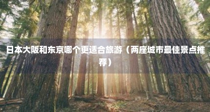 日本大阪和东京哪个更适合旅游（两座城市最佳景点推荐）