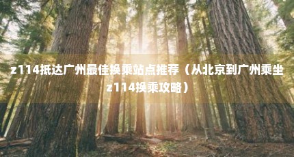 z114抵达广州最佳换乘站点推荐（从北京到广州乘坐z114换乘攻略）