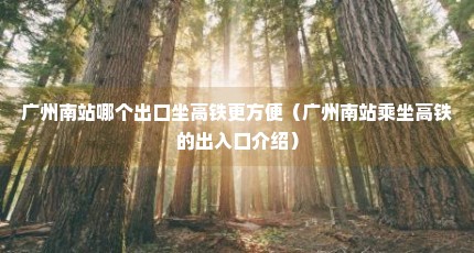 广州南站哪个出口坐高铁更方便（广州南站乘坐高铁的出入口介绍）