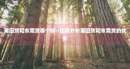 莆田货和东莞货哪个好--比较分析莆田货和东莞货的优劣