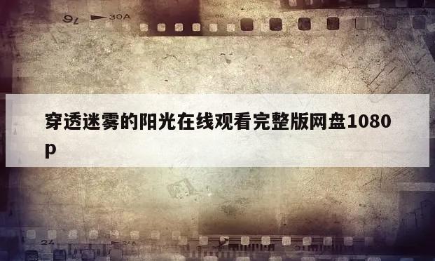 穿透迷雾的阳光在线观看完整版网盘1080p