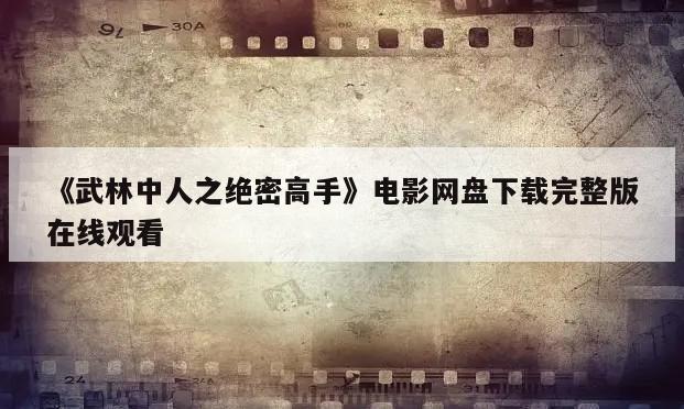 《武林中人之绝密高手》电影网盘下载完整版在线观看